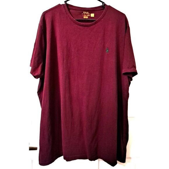 Polo Ralph Lauren Men's XXL Short Sleeve Burgundy T-Shirt Green Logo - Picture 1 of 7